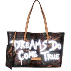 DE VESI “Dreams Do Come True” Hand Painted Camouflage Tote with wallet